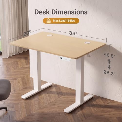 Claiks Electric Standing Desk 35x20 Inch Adjustable Desk, Nature