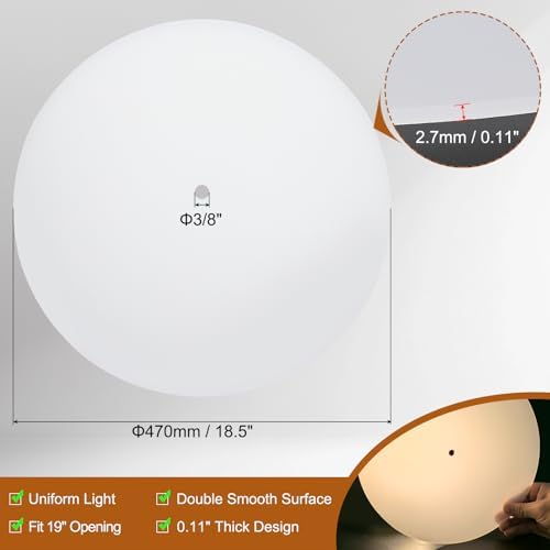 PATIKIL Lampshade Diffuser, 18.5" Diameter with 3/8" Center Hole Round Diffuser 2.7mm Thick for Drum Lampshades Pendants Light Fits 19" Openings, Translucent White