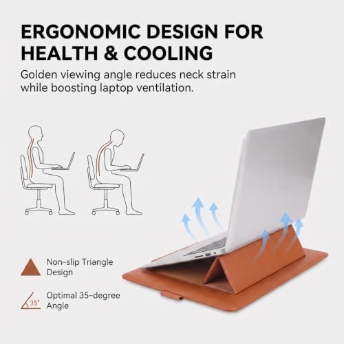14 Inch Laptop Sleeve Case Leather Bag with Stand for Mac Book Pro