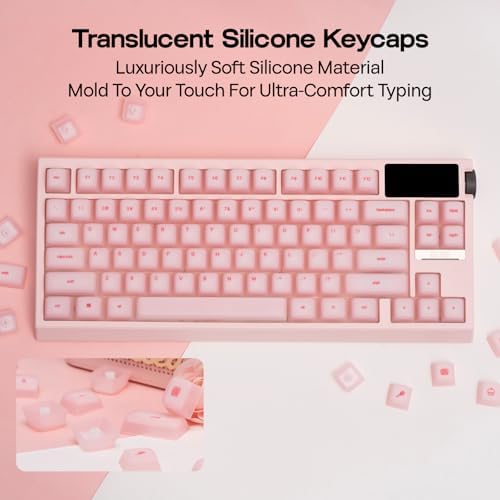 EPOMAKER AegisSil Keycap Set, Silicone Material, Cherry Profile, 113 Keys, 65%/75%/Full Size, Custom Keyboard Keycaps Set for Cherry MX, Kailh, Outemu, Gateron Mechanical Gaming Keyboard (Pink)