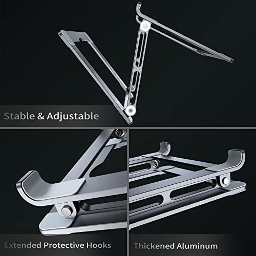 Laptop Stand for Desk - Adjustable Laptop Holder, Portable Laptop Riser with Multi-Angle Height Adjustable Computer Stand for MacBook Air/Pro and More Notebooks 10-17.3" - Grey