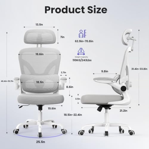 Bigzzia Ergonomic Office Chair with Lumbar Support - High Back Desk Chair