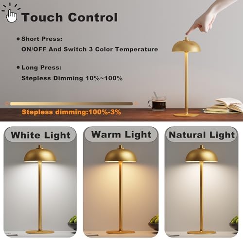 2 Pack Cordless Table Lamp Rechargeable, 5000mAh Battery Table Light