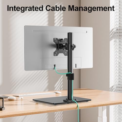 MOUNT PRO Single Monitor Stand Fits Max 32 inch Screen, Free-Standing Computer Desk Stand, Display Mount with Height Adjustable, Swivel, Tilt, Rotation, VESA Monitor Stand 100x100
