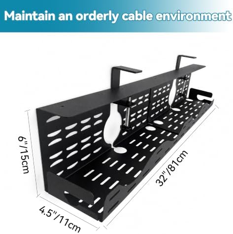 Under Desk Cable Management Tray, Expandable Metal Organizer