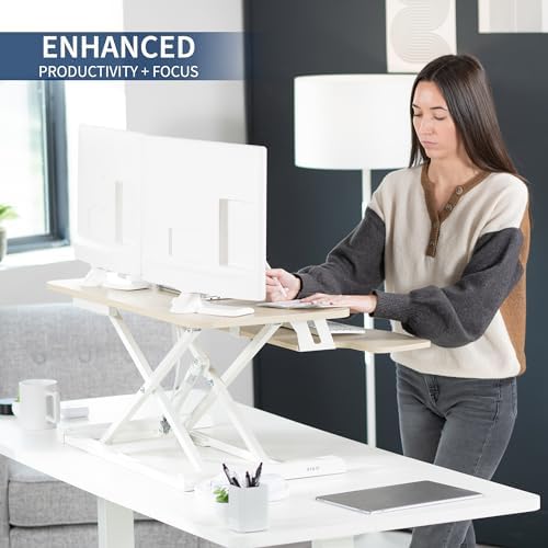 VIVO Light Wood 36 in Standing Desk Converter, DESK-V036KF