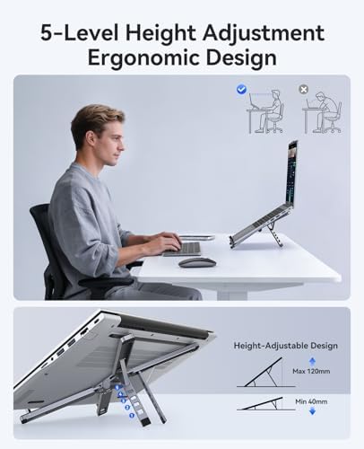 ORICO Portable Laptop Stand for Travel & Desk, Foldable 3-in-1 PN1, Gray