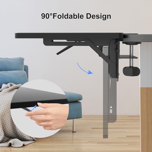 Suptek Clamp-on 9.5 x 23.6 inch Desk Extender, Wrist Support, Foldable Keyboard Tray Platform, Suitable for Office Desks, Carbon Fiber, DSF3L
