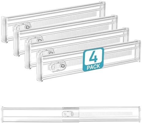 Vtopmart 2.36" Short Upgrade Drawer Dividers 12.8"-22.3" Expandable 4 Pack