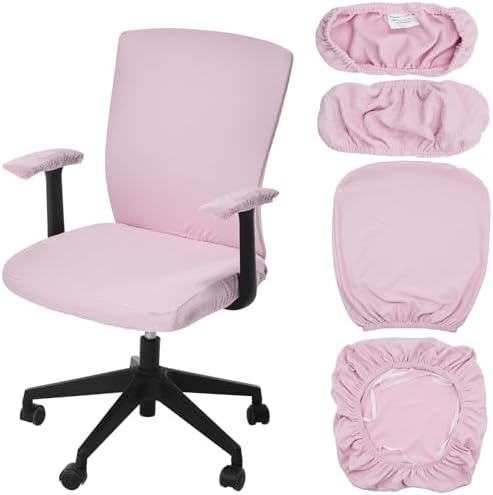Tallew 4 Pcs Office Chair Covers Set Computer Armrest Slipcover Seat, Pink