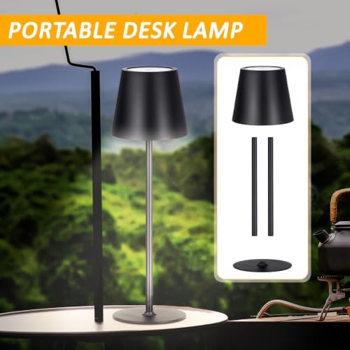Retisee 6 Pack Cordless Table Lamp Portable Rechargeable Lamp, Black
