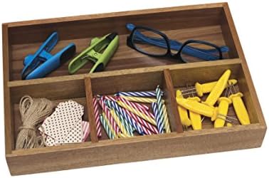 Lipper International Acacia Organizer Tray, 4-Compartments, 12" x 8" x 1 3/4"