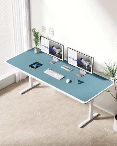 YSAGi Leather Desk Protector, Office Mat, Large Mouse Mat, Non-Slip PU Leather Blotter, Laptop Desk Mat, Waterproof Writing Pad for Office and Home(Aquamarine, 63" x 24")
