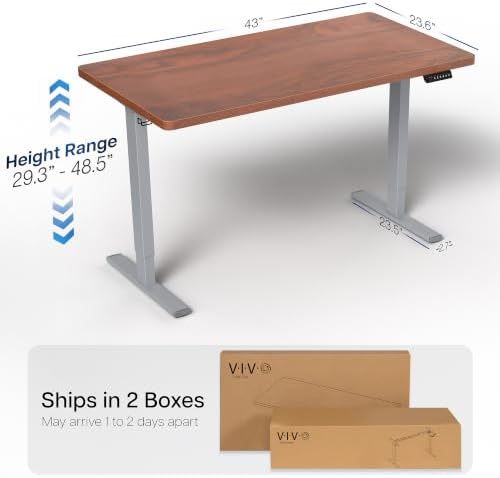 VIVO Dark Walnut 43 x 24 in Standing Desk, DESK-KIT-1G4D