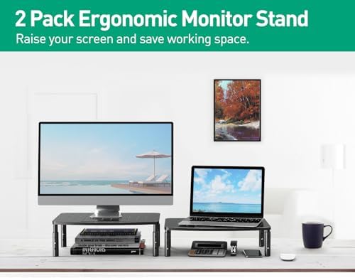 Zimilar 2 Pack Monitor Stands Risers, 3 Height Adjustable Monitor Riser