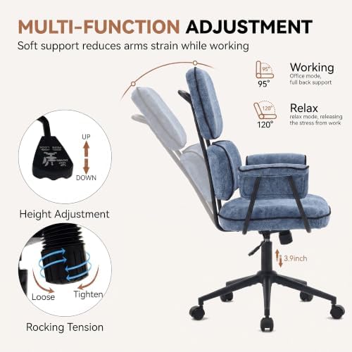 Ergonomic Office Chair, Mid Century Modern Desk Chair, Vintage Blue