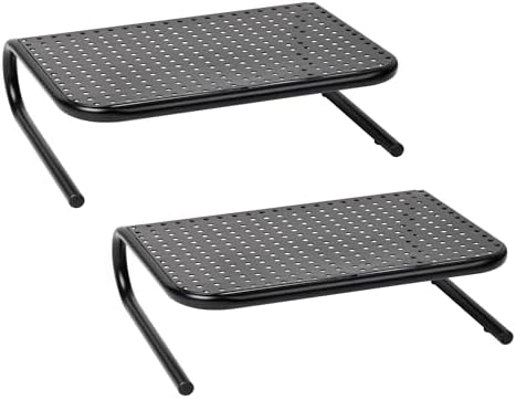 Mind Reader Monitor Stand, Ventilated Laptop Riser, Desktop Organizer, Metal, 14.5" L x 11.25" W x 4.25" H, Black (Pack of 8)