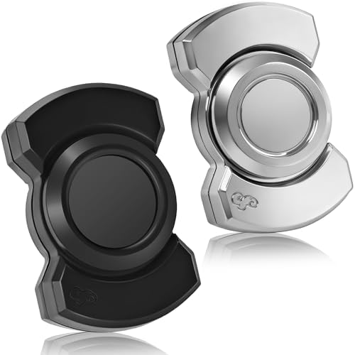 3-in-1 Fidget Spinner Toy for Adult Metal Slider Clicker Spinner Magnetic for Adult Men Office Desk Toy Stress Anxiety Relief ADHD Magnet EDC Cool Gadget Gifts Easter Basket Stuffer - Black+Silver
