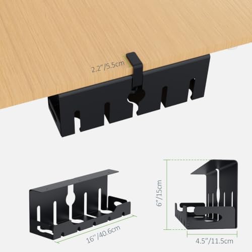 KEEGH Under Desk Cable Management Tray 16 in, Cable Organizer Tray, Black