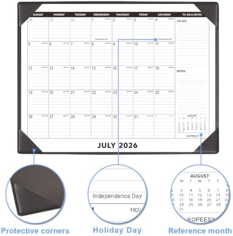 Desk Calendar 2026-2027 with Protective Mat 22" x 17"