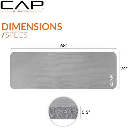 CAP Barbell 1/2-Inch High Density Exercise Yoga Mat with Strap | Multiple Options