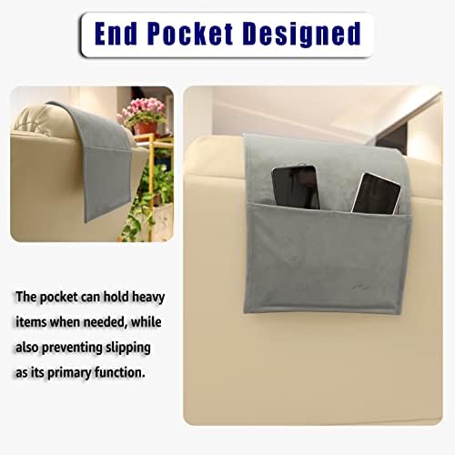 Velvet Recliner Headrest Pillow, Non-Slip Neck Support, Light Gray