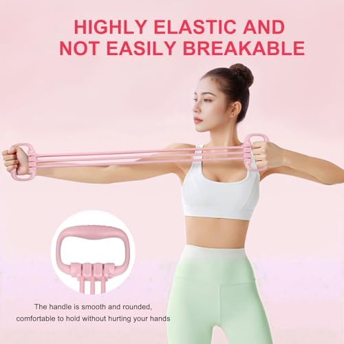 6 Gear Adjustable Resistance Bands with Handles 15-90LBS Home Gym