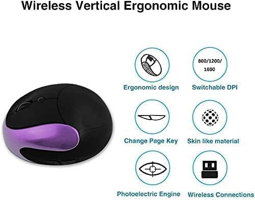 Ergonomic Vertical Mouse, Wireless 2.4G High Precision Rechargeable Ergonomic Mouse Optical Mice with Adjustable DPI 800/1200/1600, Reduce Wrist Strain, Specially for Small-handers Right-handers