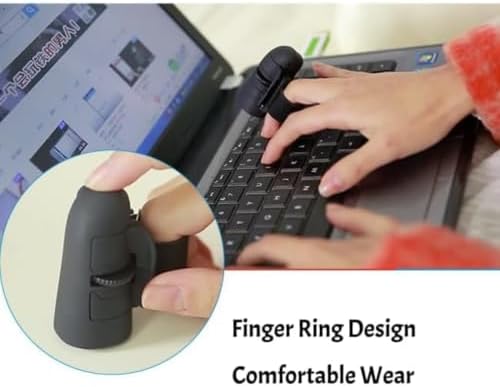 Mini Finger Mouse,Small Bluetooth Finger Ring Mouse Handheld Pocket Ring Mice Ergonomic Portable Wearable Optical Remote Control Mice for Office Home Gaming Computer Laptop Tablet Smartphone-Black
