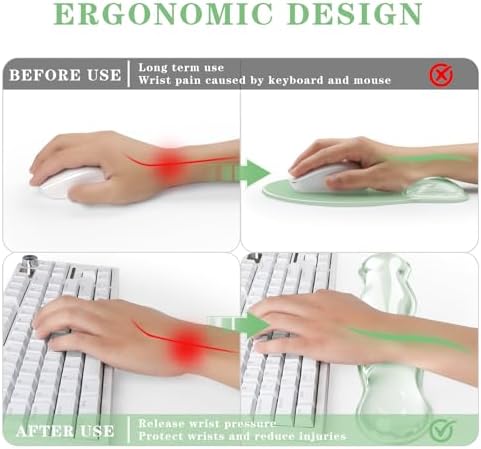 Gel Wrist Rest for Keyboard and Mouse Pad Set - Clear Green