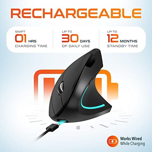 Delton Ergonomic Vertical Rechargeable Wireless Mouse