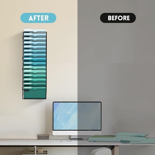 15-Tier Wall File Organizer, Hanging File Holder, Wall Mounted Mail Sorter