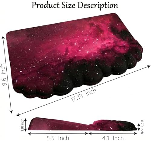 Computer Keyboard Stand Pad with Wrist Rest Dark Pink Cloud Keyboard Pad Support with Comfortable Black Galaxy Stars Wrist Pad Cute Girl Ergonomic Tilted Keyboard Riser Holder for Desktop Office Home