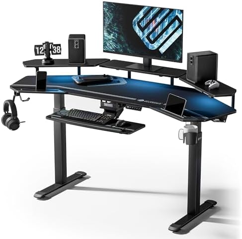 EUREKA ERGONOMIC Gaming Desk, 72" Electric Standing Desk with Keyboard Tray