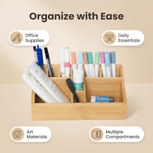 Small Bamboo Art Supply Organizer Pen Holder