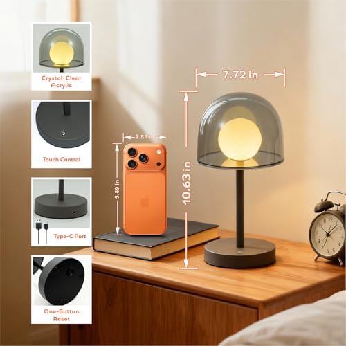 LED Modern Lamp, Small Mushroom Lamp Cordless, Unique Decor Light