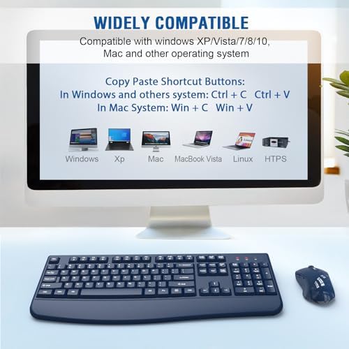Wireless Keyboard Mouse Combo, Windows & Mac Compatible (Starry Blue)