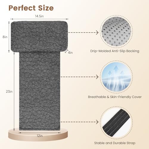 SUPA MODERN Adjustable Headrest Pillow for Recliner, Armchair & Sofa – Breathable, Non-Slip Shredded Memory Foam with Washable Cover for Neck Support & Pain Relief (Straps)