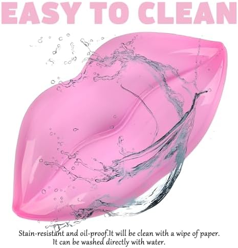 Gel Wrist Rest for Keyboard and Mouse Transparent Pink Lip Elbow Pad Cushion Ergonomic Cute Clear Cool Mouse Wrist Pad Silicone Non-Slip Support for Computer Gaming Home Office Women Girl Hand Pillow