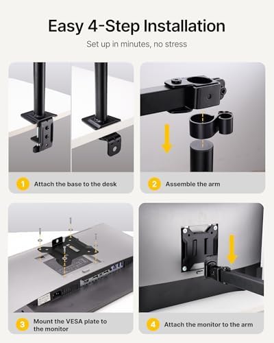 monTEK Extra-Long Monitor Arm for 17-32" Screens, 22 lbs