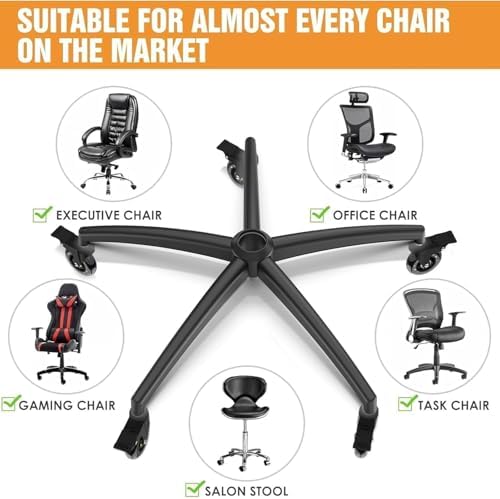 Office Chair Base with Casters (3300 lbs) - Heavy Duty Alloy, Universal Fit