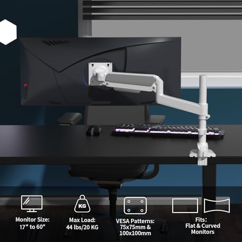 Single Monitor Mount for 17-60 inch, Hold 44 lbs, Adjustable Pole