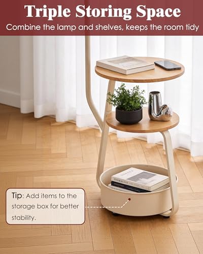 Smart Floor Lamp with Side Table, Dimmable, for Living Room