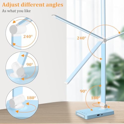 LED Desk Lamp with USB Ports,Touch Desk Lamps for Home Office with 5 Modes