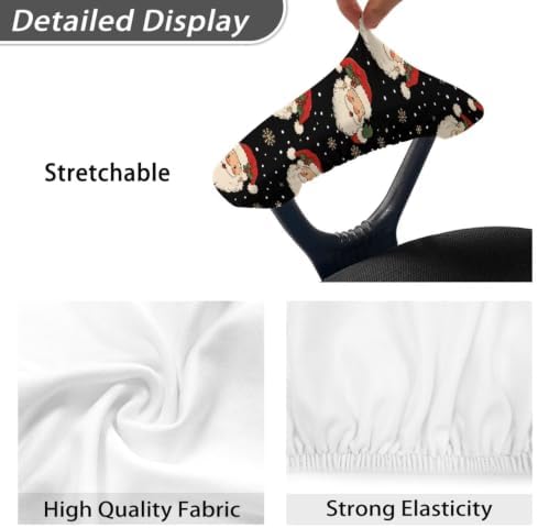 Santa Claus Snowflake Printed 2 Pcs Office Chair Armrest Covers, Soft Stretch Computer Chair Arm Rest Covers with Elastic Edge, Easy to Install & Clean, Christmas Decor