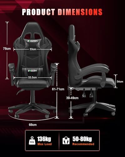 Bigzzia Gaming Chair with RGB LED Lights for Kids & Adults (Black)