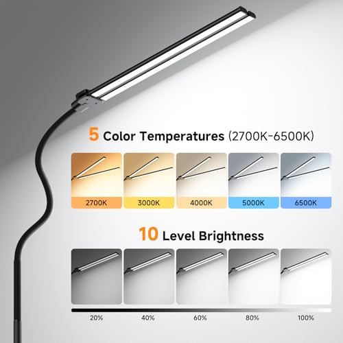 LED Floor Lamp 20W 1400LM Adjustable Neck, Bright Color Changing Light