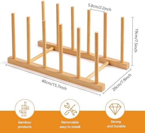 HBlife Desk File Organizer 1 Pack Bamboo 5 Section Vertical File Sorter