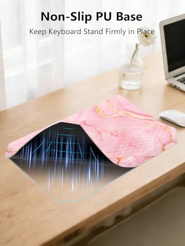 2-in-1 Ergonomic Keyboard Stand with Wrist Rest, Pink Marble