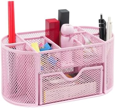 Newkita Desktop Organizer with Pencil Pen Holder and Accessories Offering 8 Compartments and 1 Drawer for Home, School and Office. (Cherry Blossom Pink)